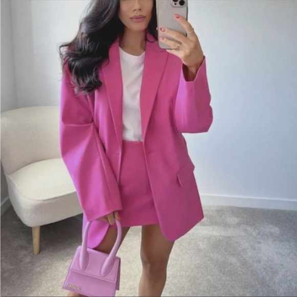 ZARA 💕 Hot Pink Barbie Barbicore Skort Skirt New - Picture 3 of 10